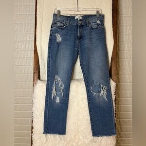 MNG Denim Blue Distressed Straight Leg Women’s 2 Jeans